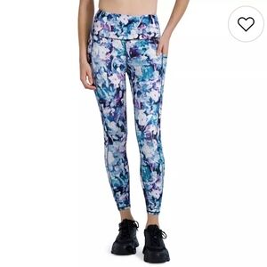 Gaiam Om High-Waisted 7/8 Abstract Floral Leggings Yoga Pants W/ pockets Size SM